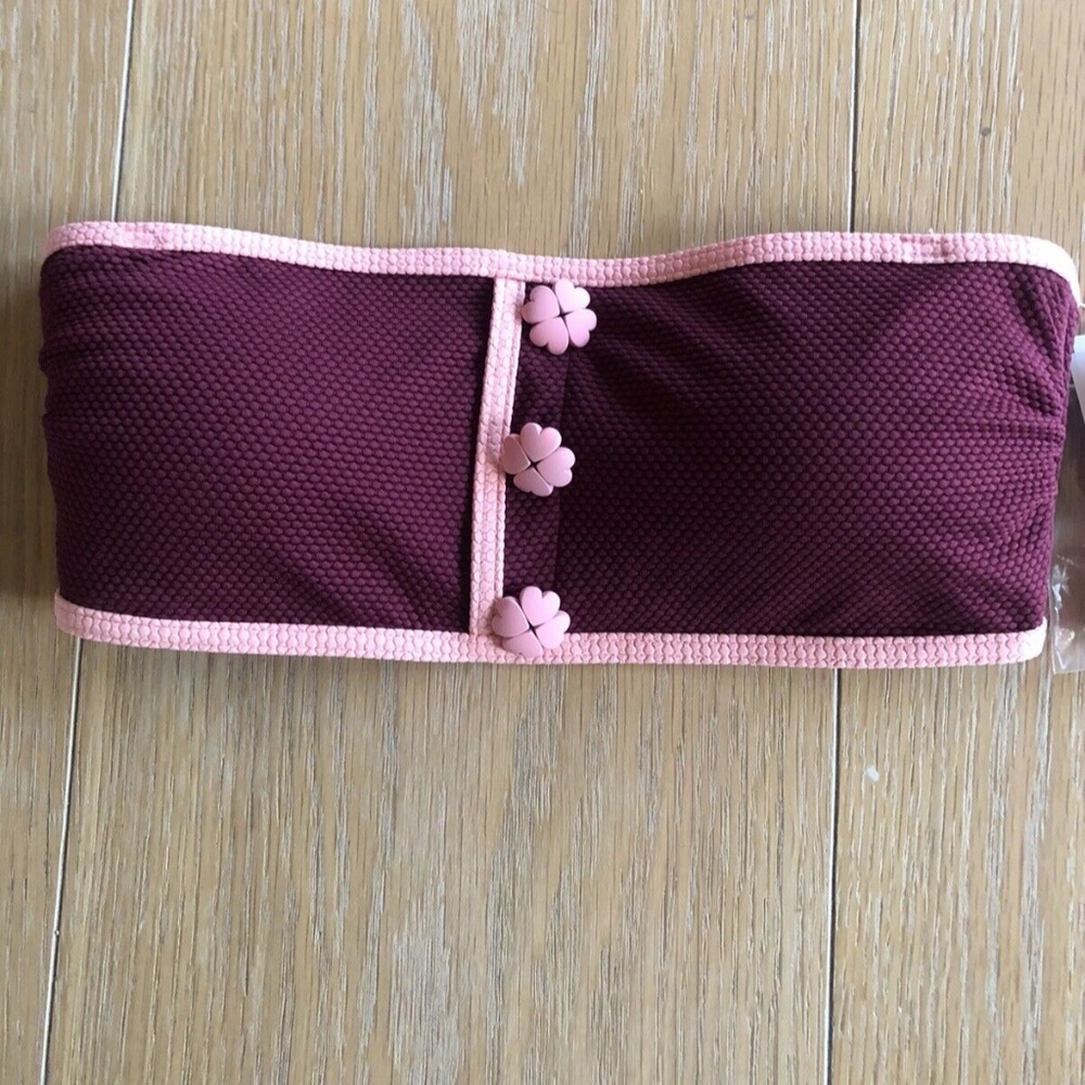 Kate Spade Pique Texture Contrast Bandeau Bikini Top